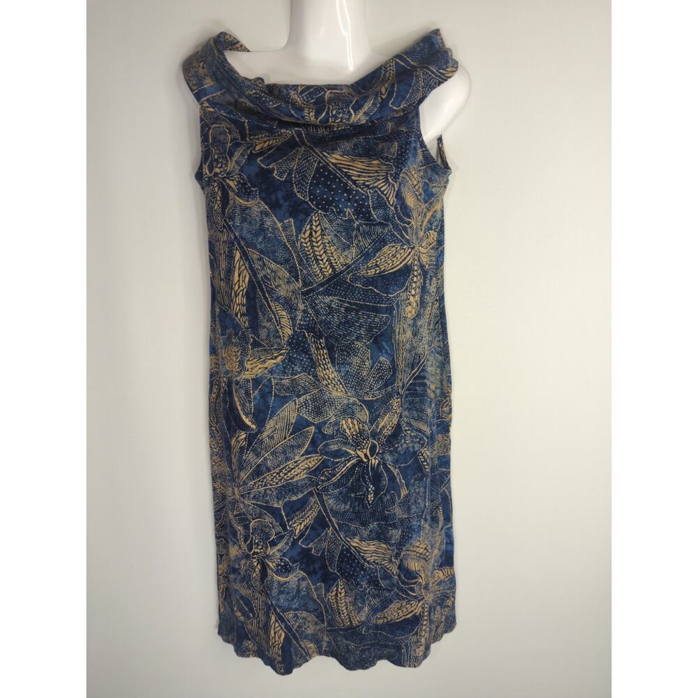 Lauren Ralph Lauren‎ Blue & Tan Floral Mini Dress Women's L Off Shoulder Summer